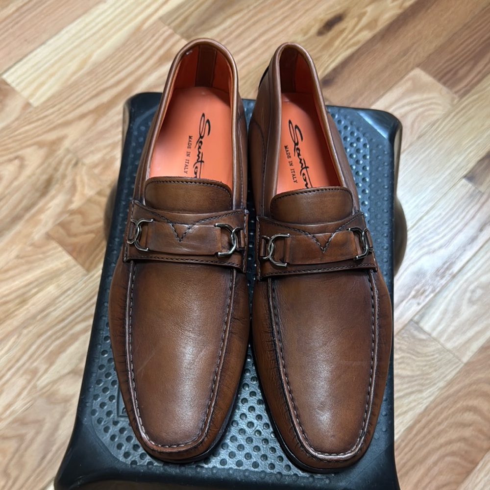 Santoni Men's Brown Leather Loafers